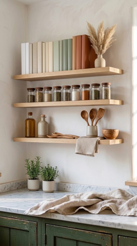 Display Cookbooks on Floating Shelves