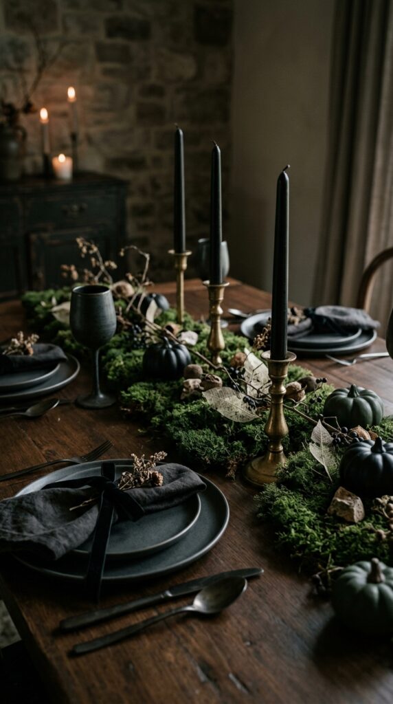 Elegant Dark Moss Tablescape