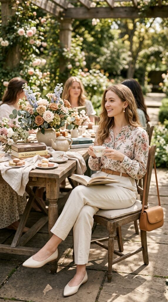 Floral Blouse With Tailored Pants