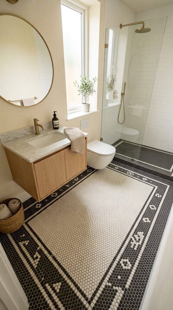 Geometric Penny Tile Border