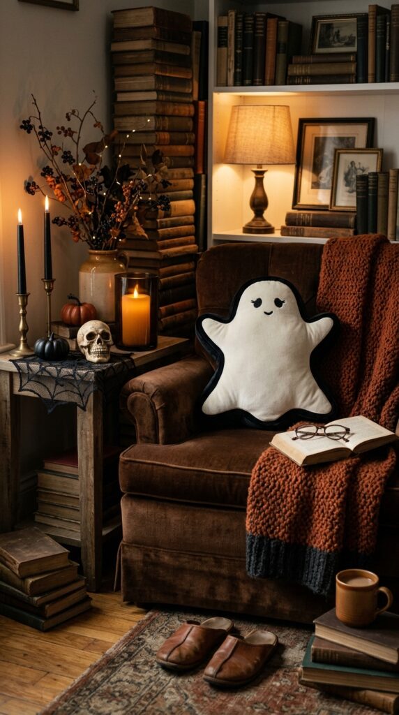 Ghost Shaped Velvet Throw Pillow