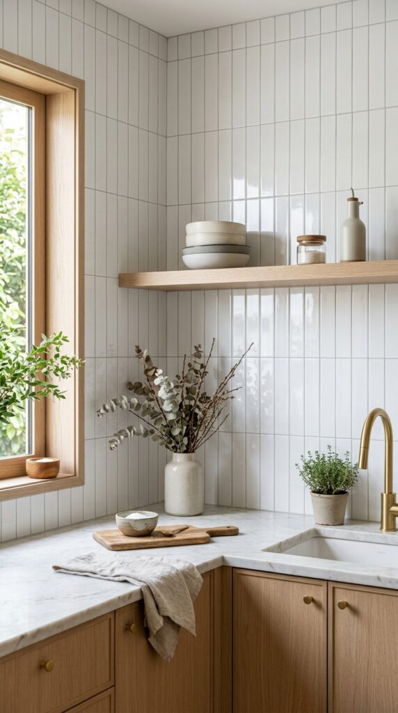 Glossy White Vertical Subway Tile
