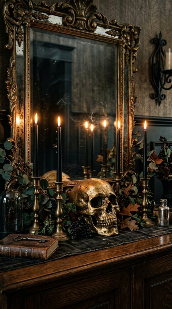 Gold Skull With Antique Mirrors