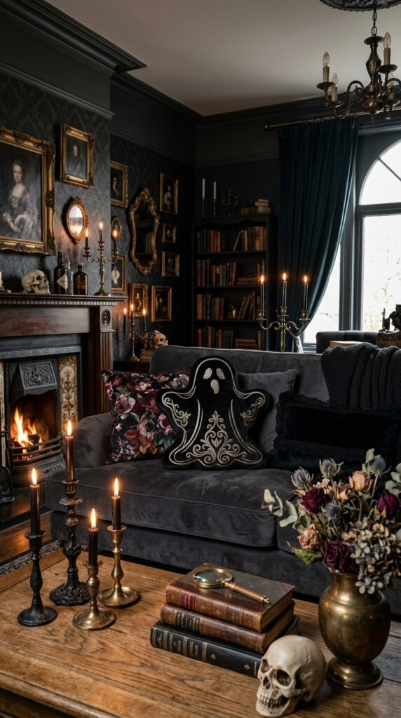 Gothic Black Ghost Pillow