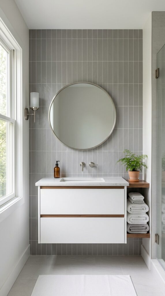 Gray Vertical Stack Subway Tile