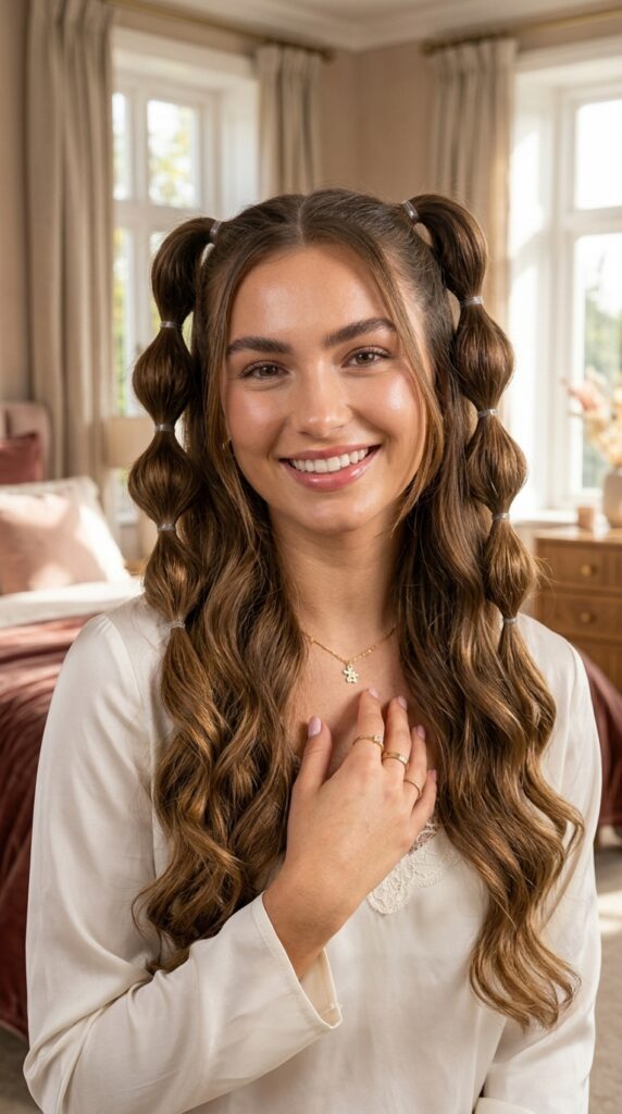 Half-Up Bubble Braid Pigtails