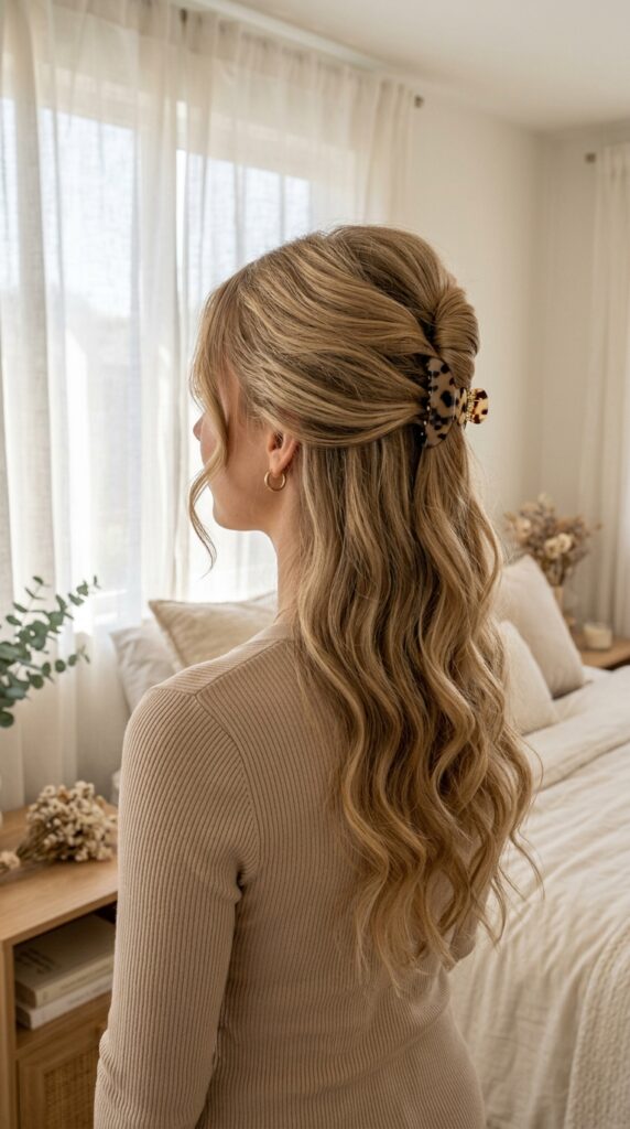 Half-Up French Twist Claw Clip Style