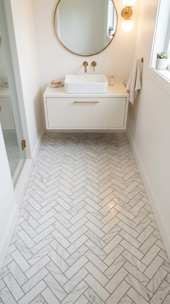 Herringbone Faux Marble Floor