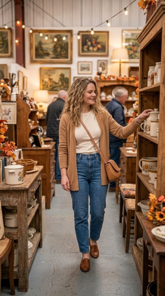 High Waisted Jeans with a Classic Cardigan