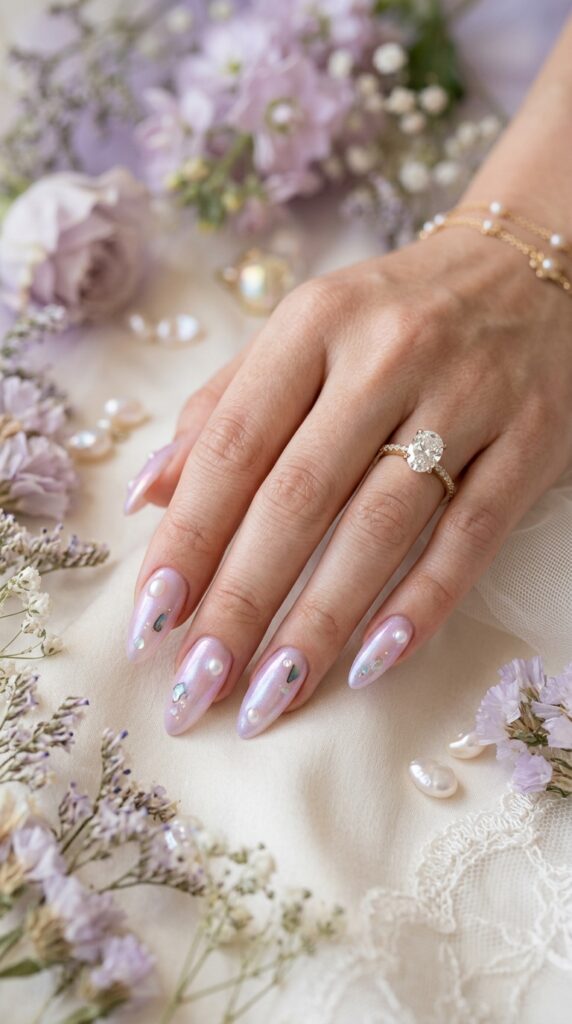 Iridescent Pearl Inlay Nails