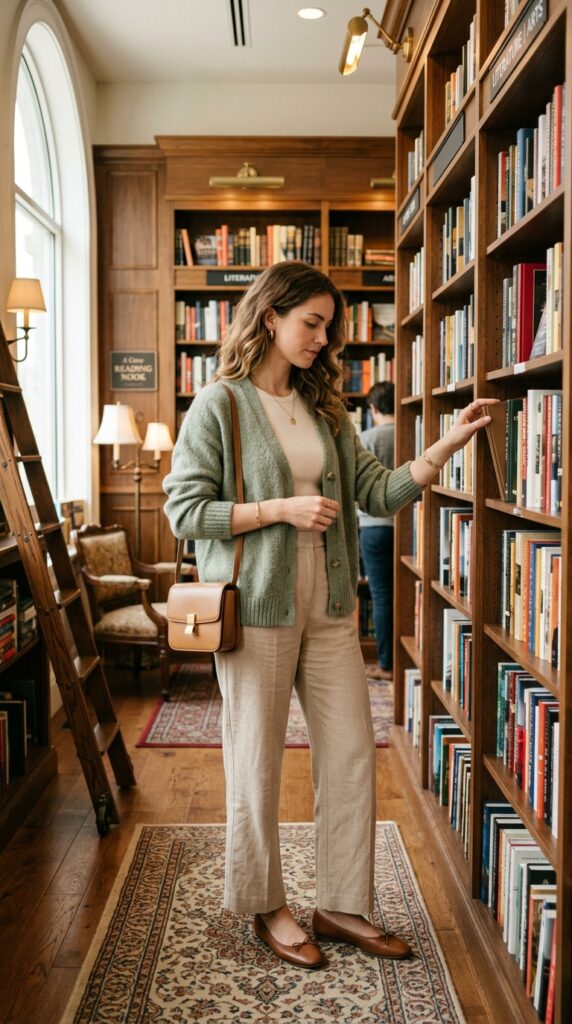 Knit Cardigan With Wide Leg Trousers