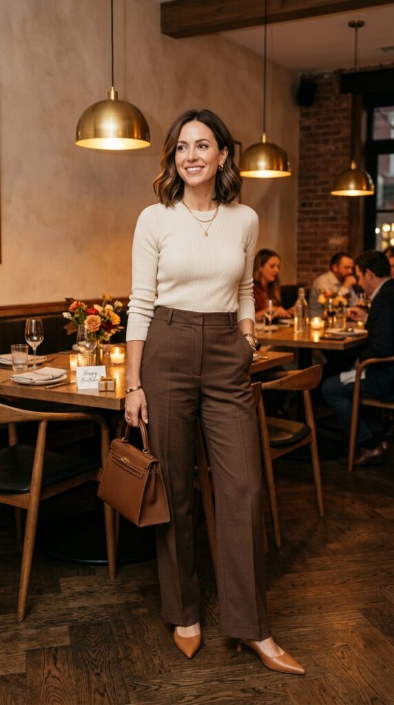 Knit Top With Tailored Trousers