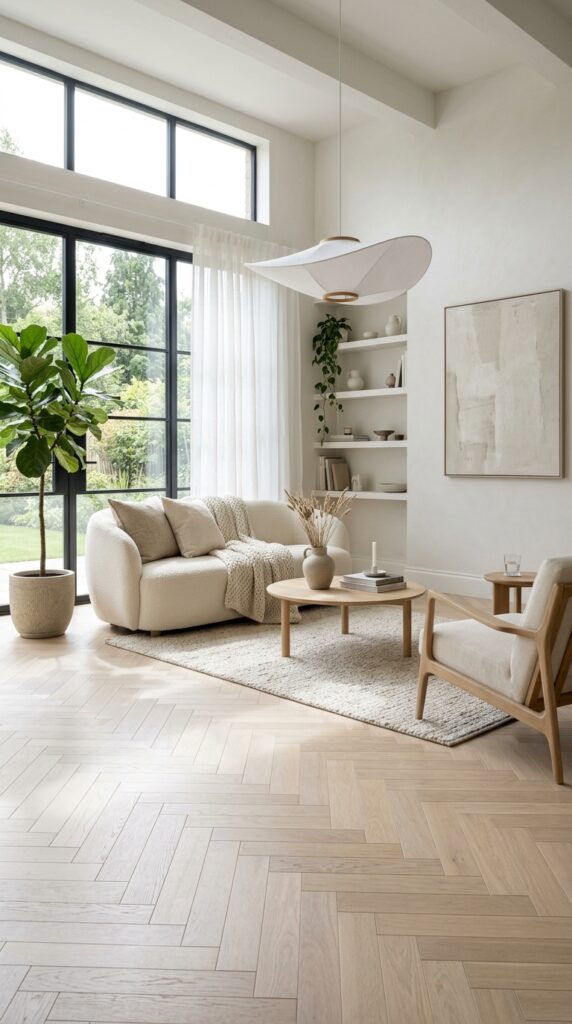 Light White Oak Herringbone Flooring