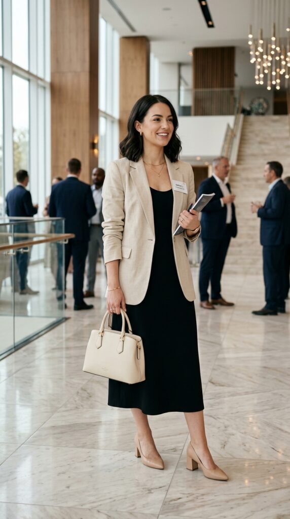 Lightweight Blazer with Midi Dress