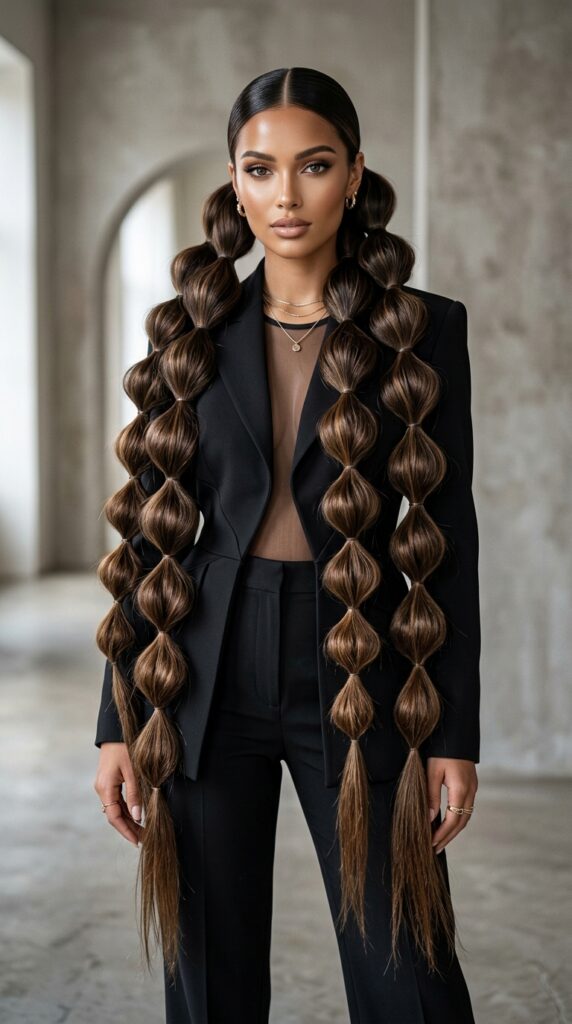 Long Bubble Braid Pigtails With Extensions