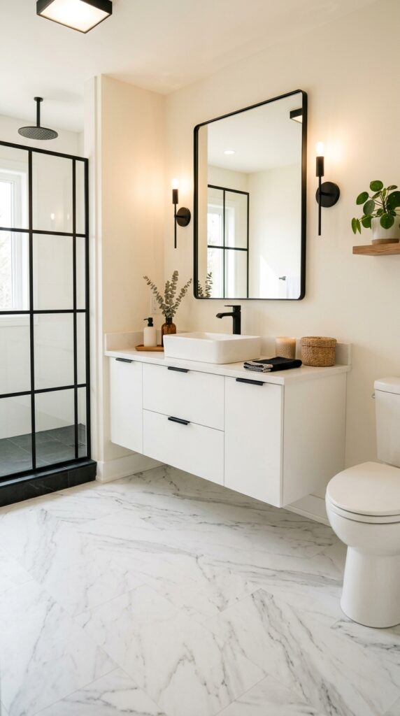 Marble Floor With Black Accents