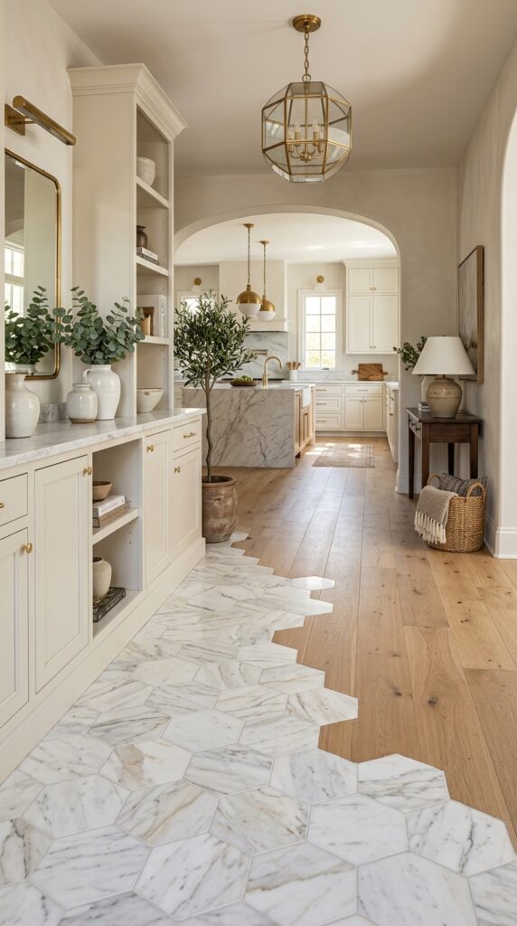 Marble Hexagon Tile Floor Transition