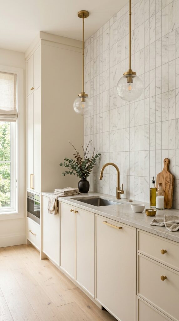 Marble Look Vertical Subway Tile