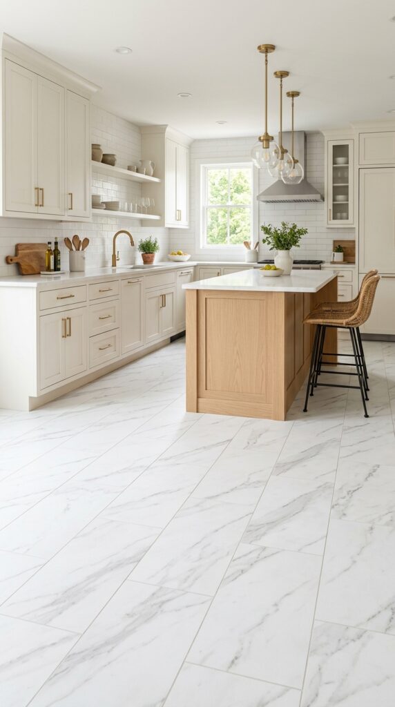 Marble Peel and Stick Kitchen Floor