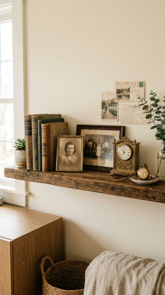 Memory Shelf With Vintage Finds