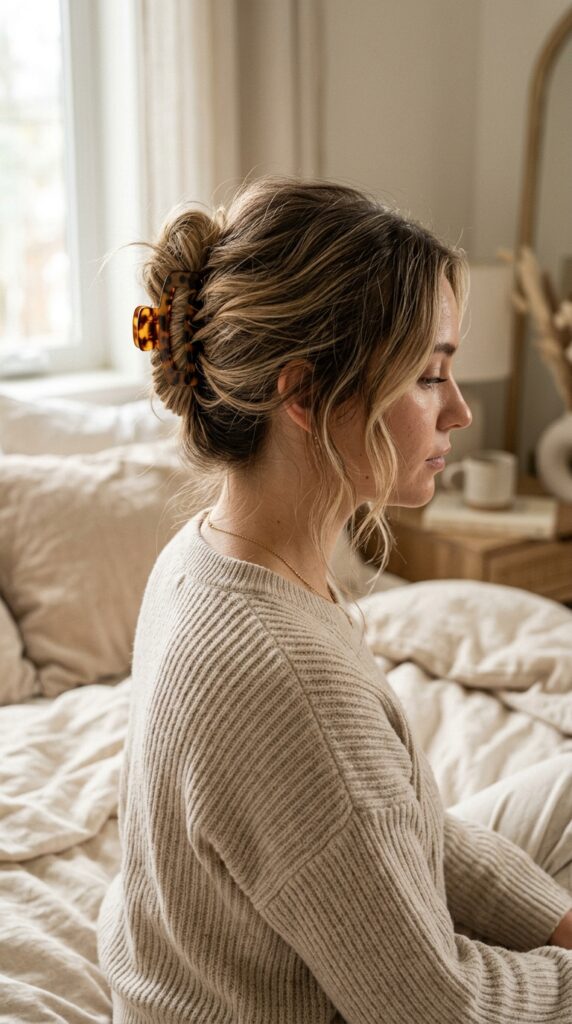 Messy French Twist Claw Clip Updo