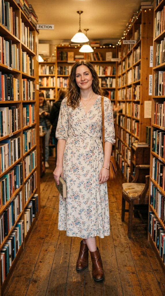 Midi Dress With Ankle Boots