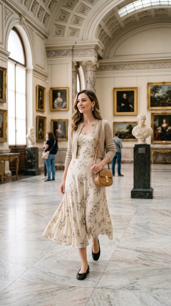 Midi Dress With Ballet Flats