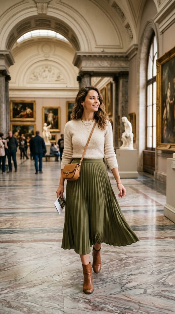 Midi Skirt With a Simple Sweater
