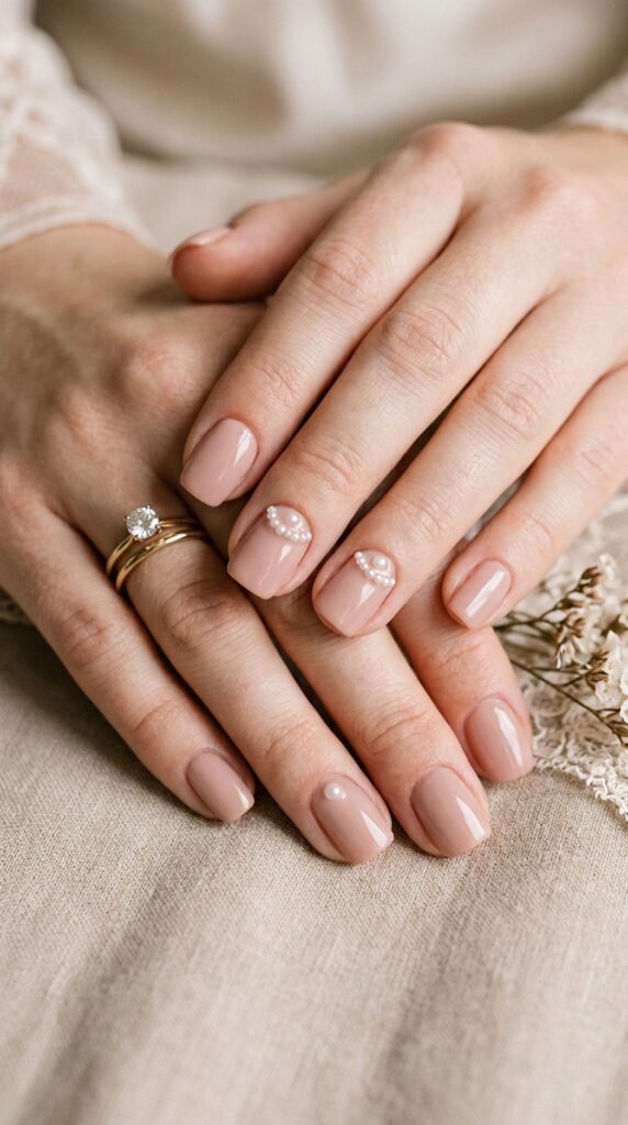 Minimal Pearl Accent Nails