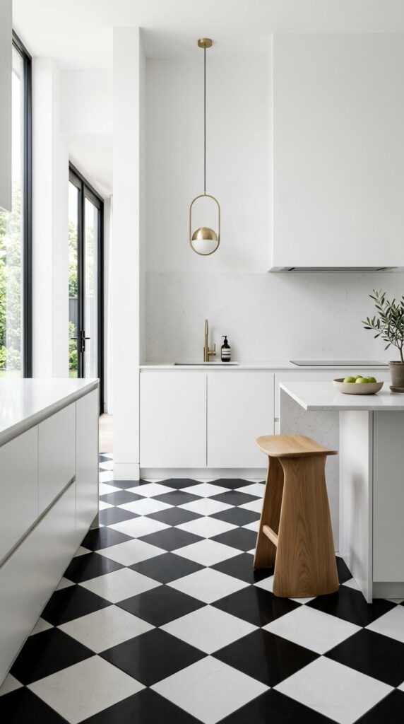 Minimalist Checkerboard Floor With Modern Decor