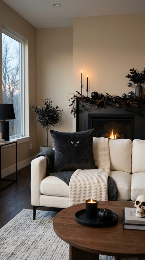 Minimalist Dark Ghost Pillow