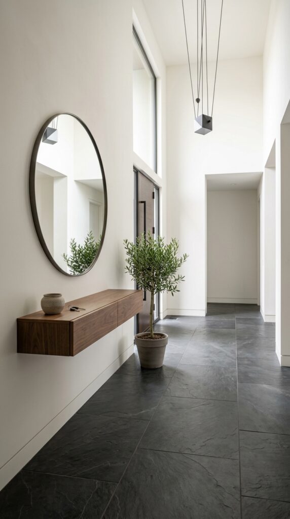 Modern Slate Entryway With Minimalist Decor