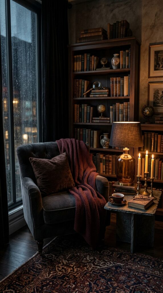 Moody Candlelit Reading Nook