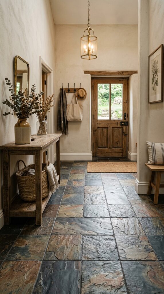 Multi-Color Slate Tile Entryway
