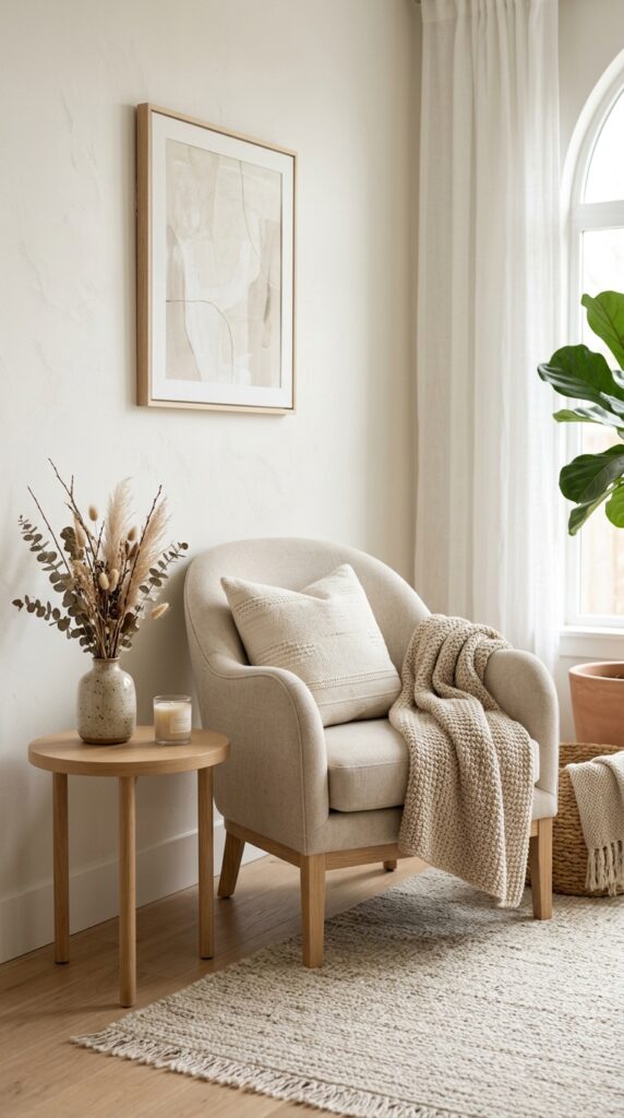 Neutral Accent Chair Corner