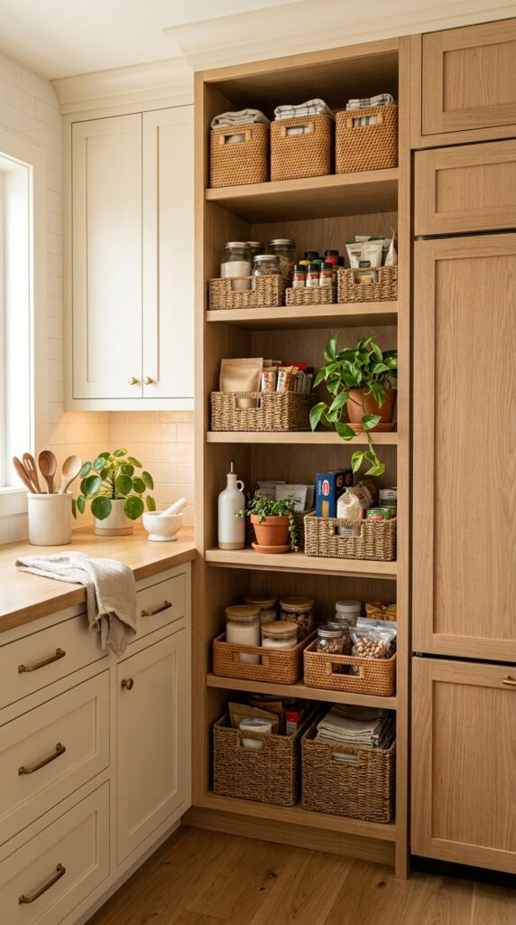 Pantry Shelves With Baskets