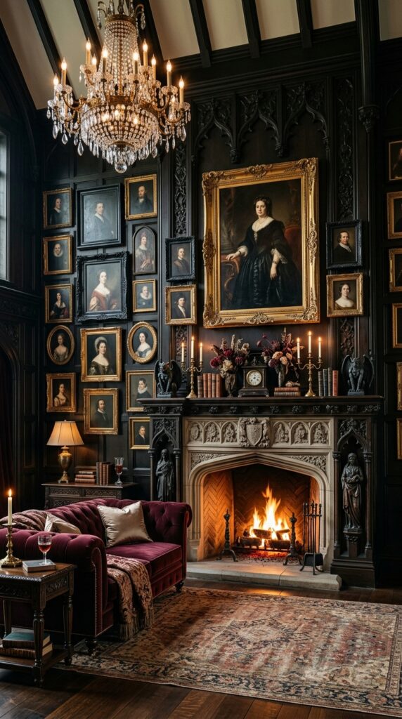 Portrait Gallery Above a Fireplace