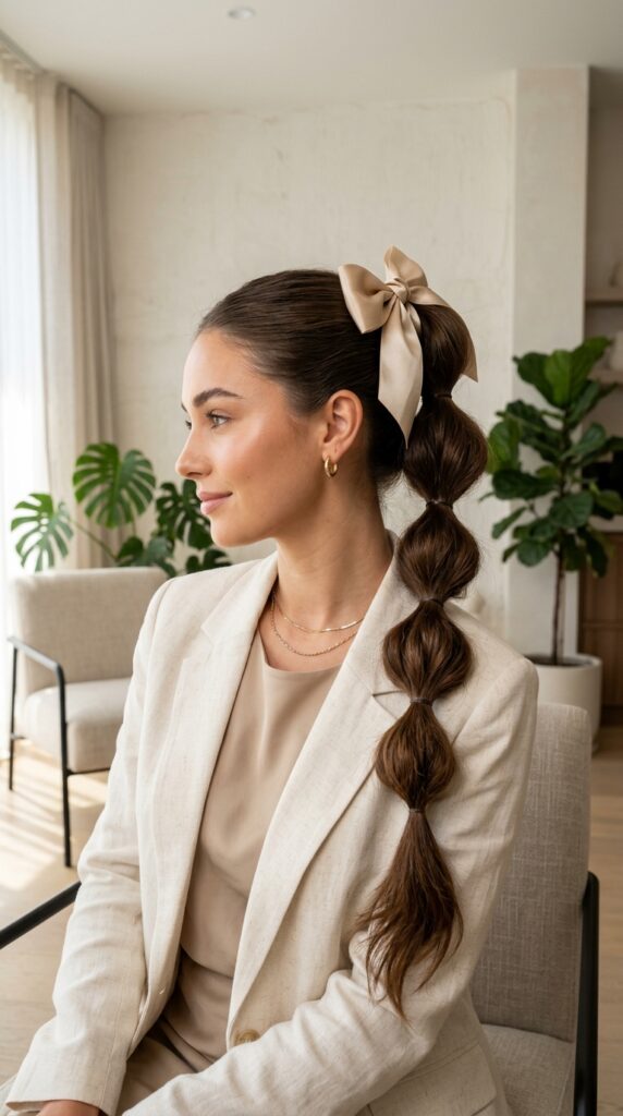 Ribbon Bow Bubble Ponytail