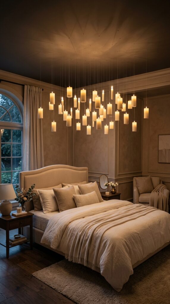 Romantic Bedroom Floating Candle Ceiling