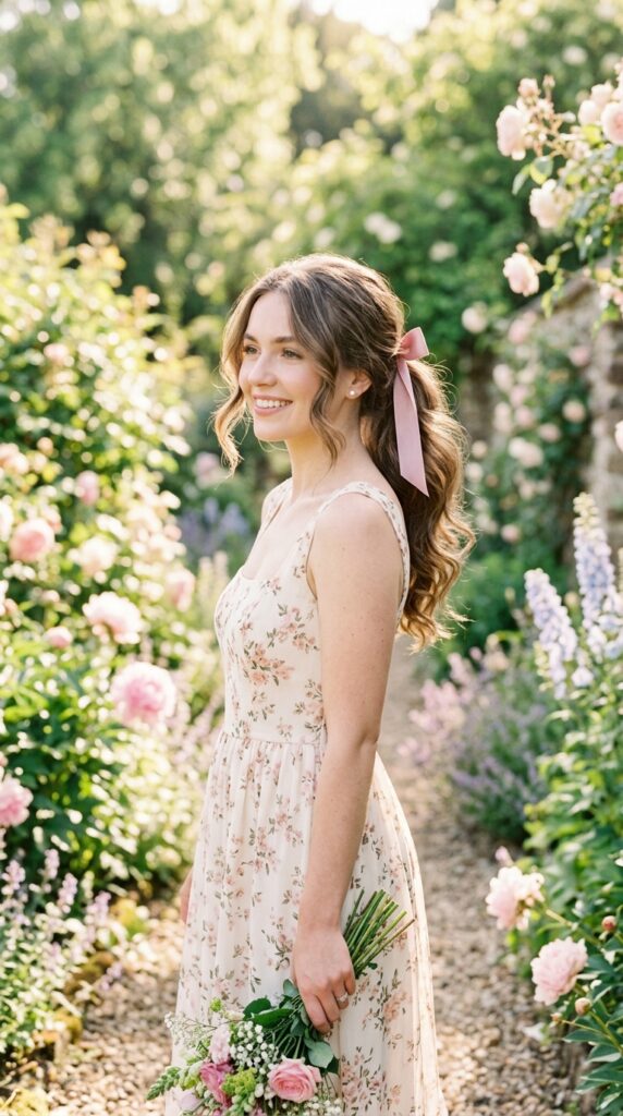 Romantic Pink Ribbon Ponytail