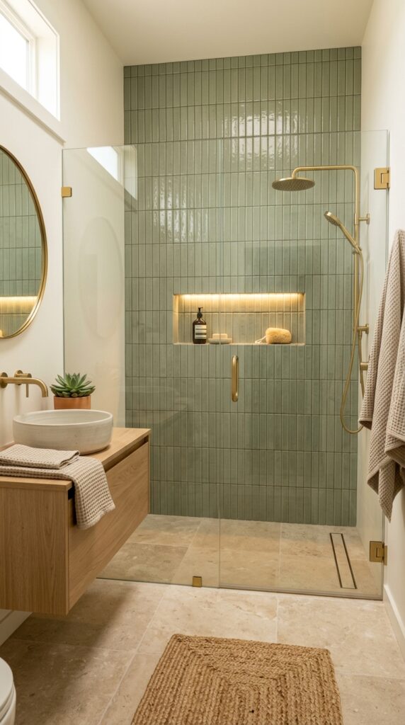 Sage Green Shower Wall