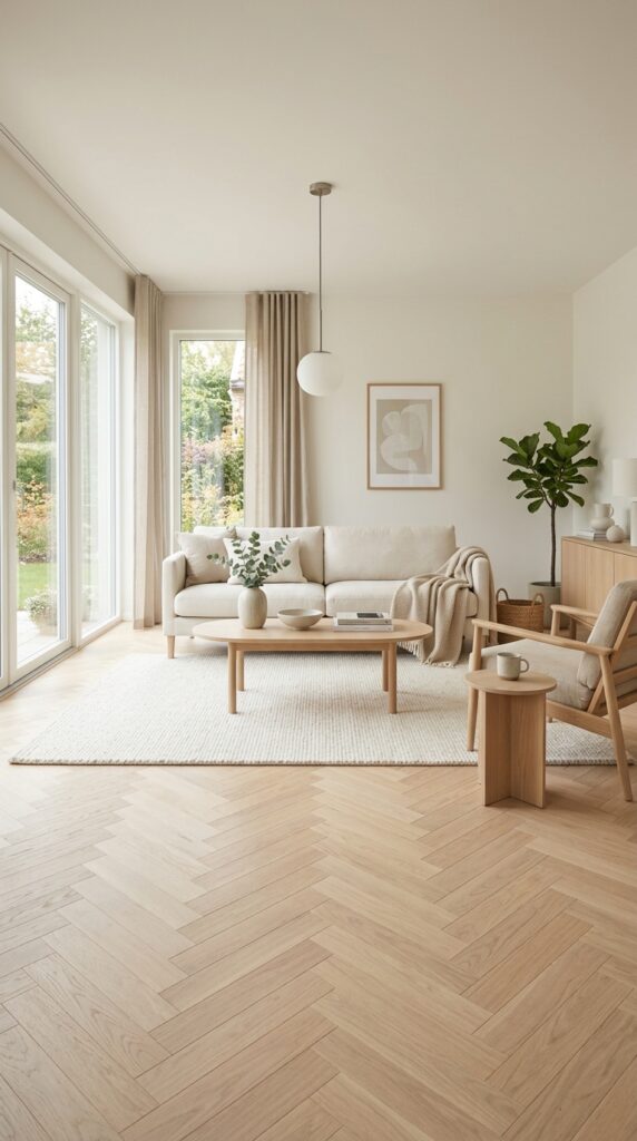 Scandinavian Herringbone Wood Floor