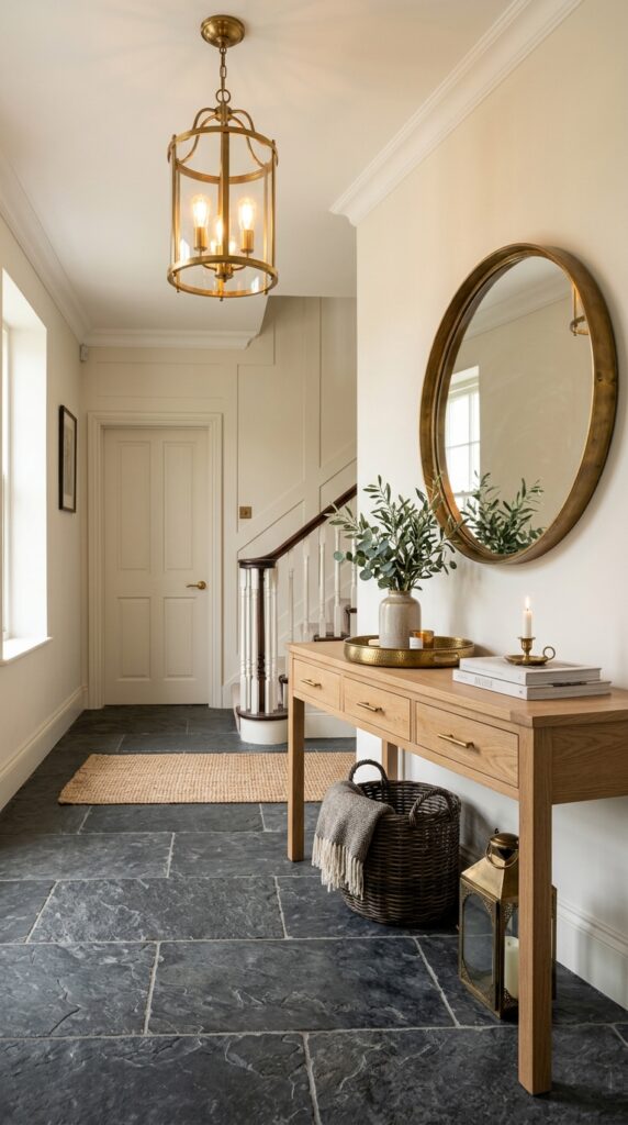 Slate Tile With Warm Brass Accents