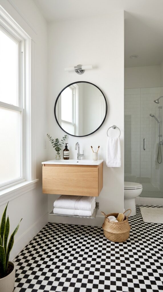 Small Bathroom Checkerboard Floor