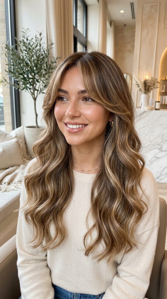 Soft Curtain Bangs With Balayage