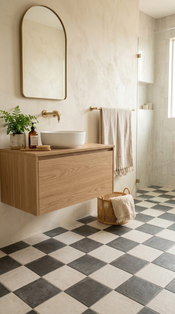 Soft White and Charcoal Checkerboard