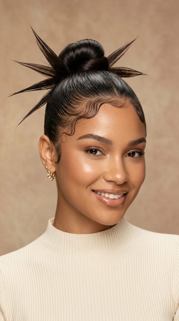 Spiky Bun With Baby Hairs