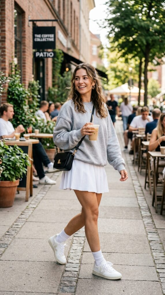 Sporty Sweatshirt With Tennis Skirt