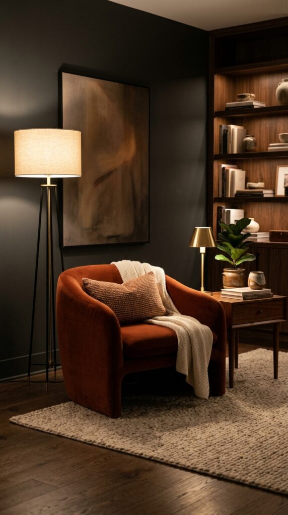 Statement Chair With Layered Lighting