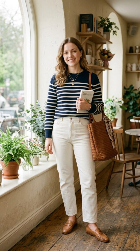 Striped Sweater With White Jeans